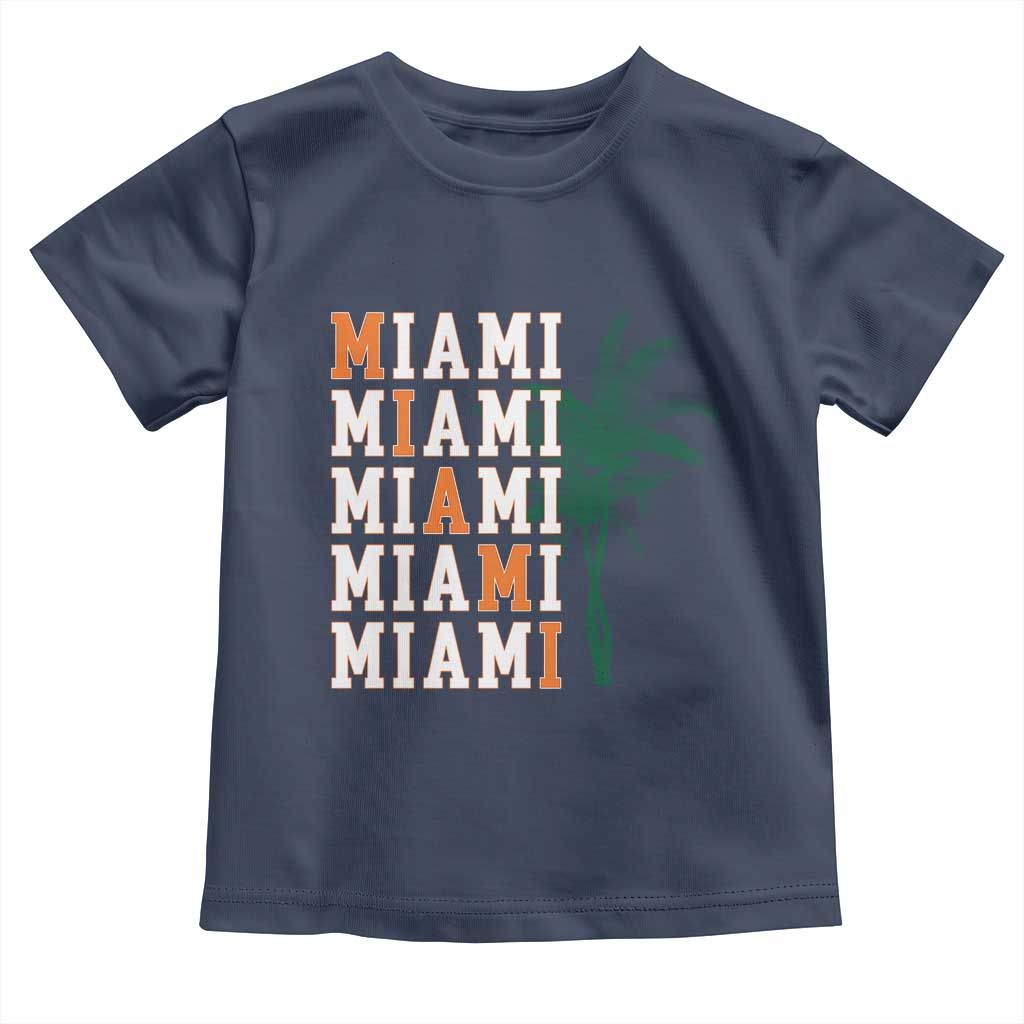 Miami Pride Palm Tree Graphic Toddler T Shirt Orange and Green Tropical City Vibes TS02 Navy Print Your Wear