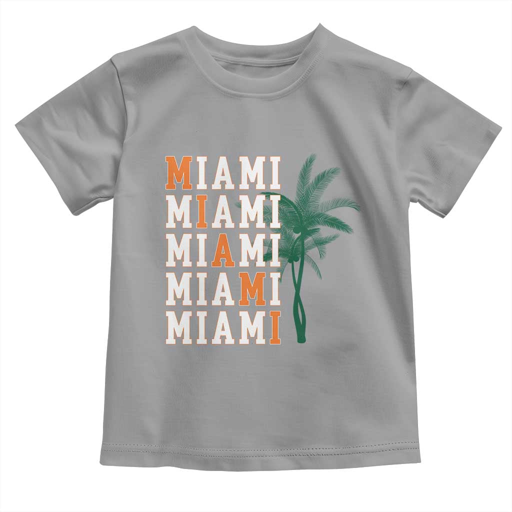 Miami Pride Palm Tree Graphic Toddler T Shirt Orange and Green Tropical City Vibes TS02 Sport Gray Print Your Wear