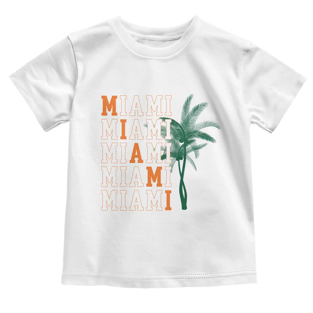 Miami Pride Palm Tree Graphic Toddler T Shirt Orange and Green Tropical City Vibes TS02 White Print Your Wear