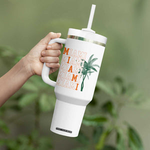 Miami Pride Palm Tree Graphic Tumbler With Handle Orange and Green Tropical City Vibes TS02 Print Your Wear