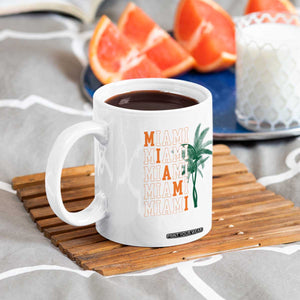 Miami Pride Palm Tree Graphic Coffee Mug Orange and Green Tropical City Vibes TS02 Print Your Wear