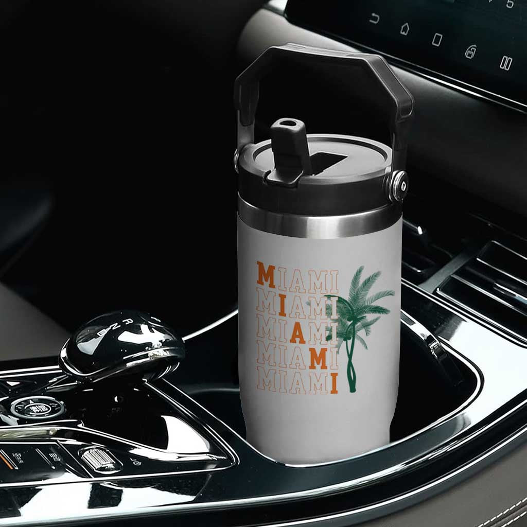 Miami Pride Palm Tree Graphic Flip Straw Tumbler Orange and Green Tropical City Vibes TS02 Print Your Wear