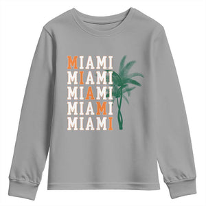 Miami Pride Palm Tree Graphic Youth Sweatshirt Orange and Green Tropical City Vibes TS02 Sport Gray Print Your Wear