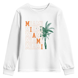 Miami Pride Palm Tree Graphic Youth Sweatshirt Orange and Green Tropical City Vibes TS02 White Print Your Wear