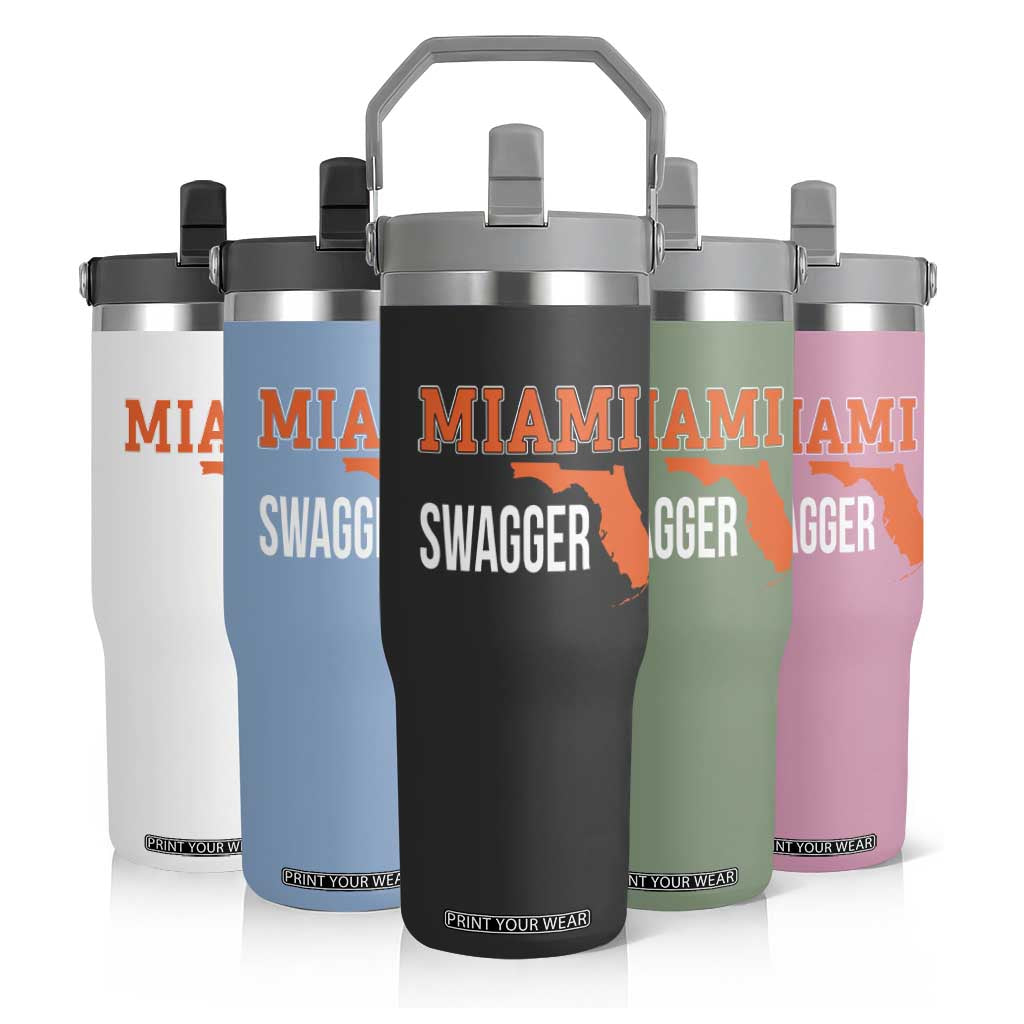 Miami Swagger Pride Flip Straw Tumbler Florida State Map Local Love TS02 Print Your Wear