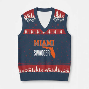 Miami Swagger Pride V-Neck Knit Sweater Vest Florida State Map Local Love TS02 Navy Red Print Your Wear
