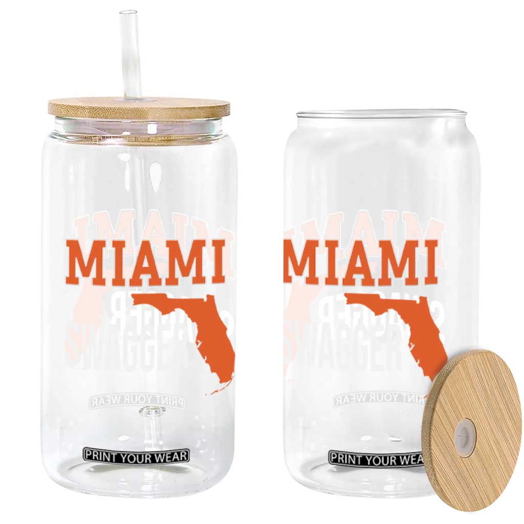 Miami Swagger Pride Glass Can Florida State Map Local Love TS02 Print Your Wear