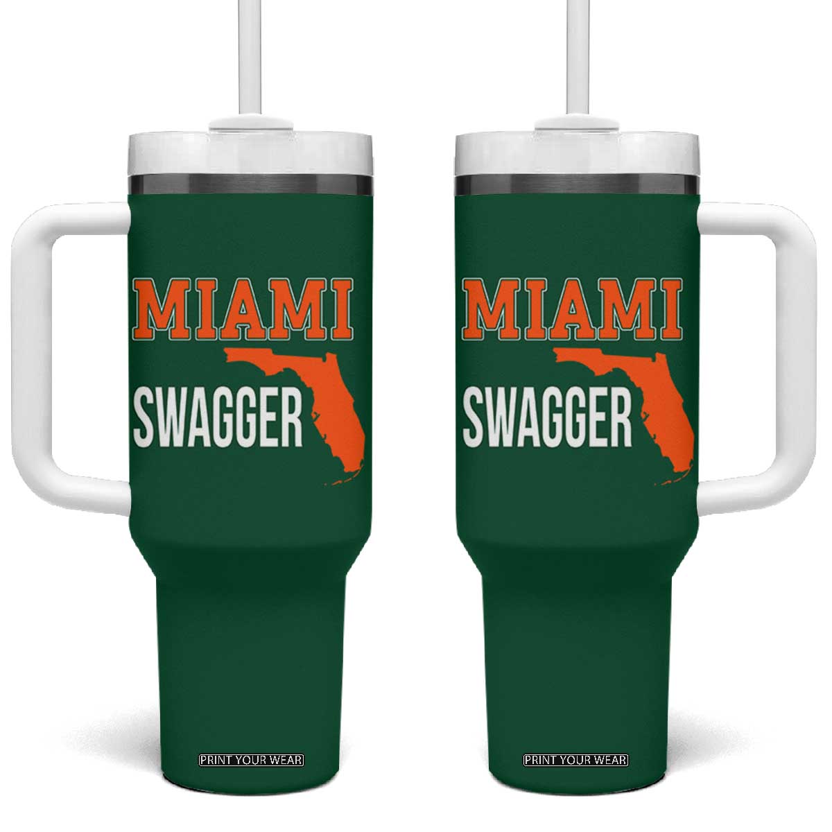 Miami Swagger Pride Tumbler With Handle Florida State Map Local Love TS02 One Size: 40 oz Irish Green Print Your Wear