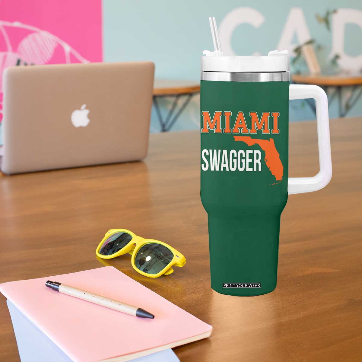 Miami Swagger Pride Tumbler With Handle Florida State Map Local Love TS02 Print Your Wear