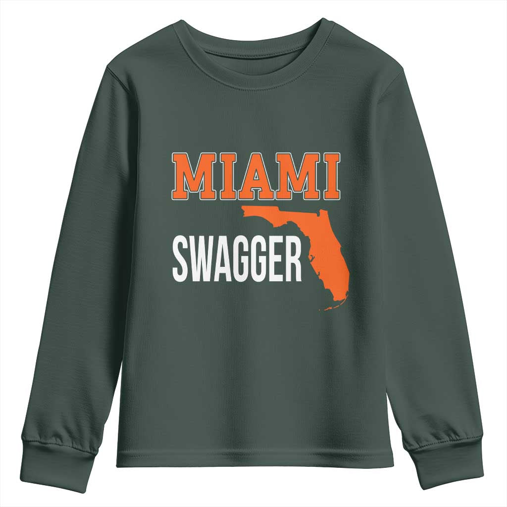 Miami Swagger Pride Youth Sweatshirt Florida State Map Local Love TS02 Dark Forest Green Print Your Wear