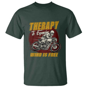 Funny Dirt Bike T Shirt Therapy Is Expensive Wind Is Free Motorcycle Bikers Riders TS02 Dark Forest Green Print Your Wear