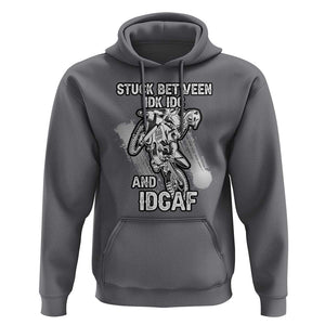 Dirt Bike Skull Hoodie Stuck Between Idk Idc And Idgaf Motorcross Biker TS02 Charcoal Print Your Wear