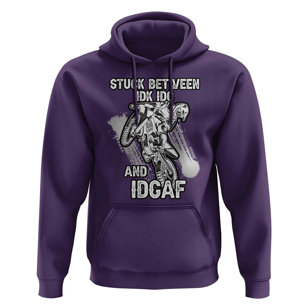 Dirt Bike Skull Hoodie Stuck Between Idk Idc And Idgaf Motorcross Biker TS02 Purple Print Your Wear