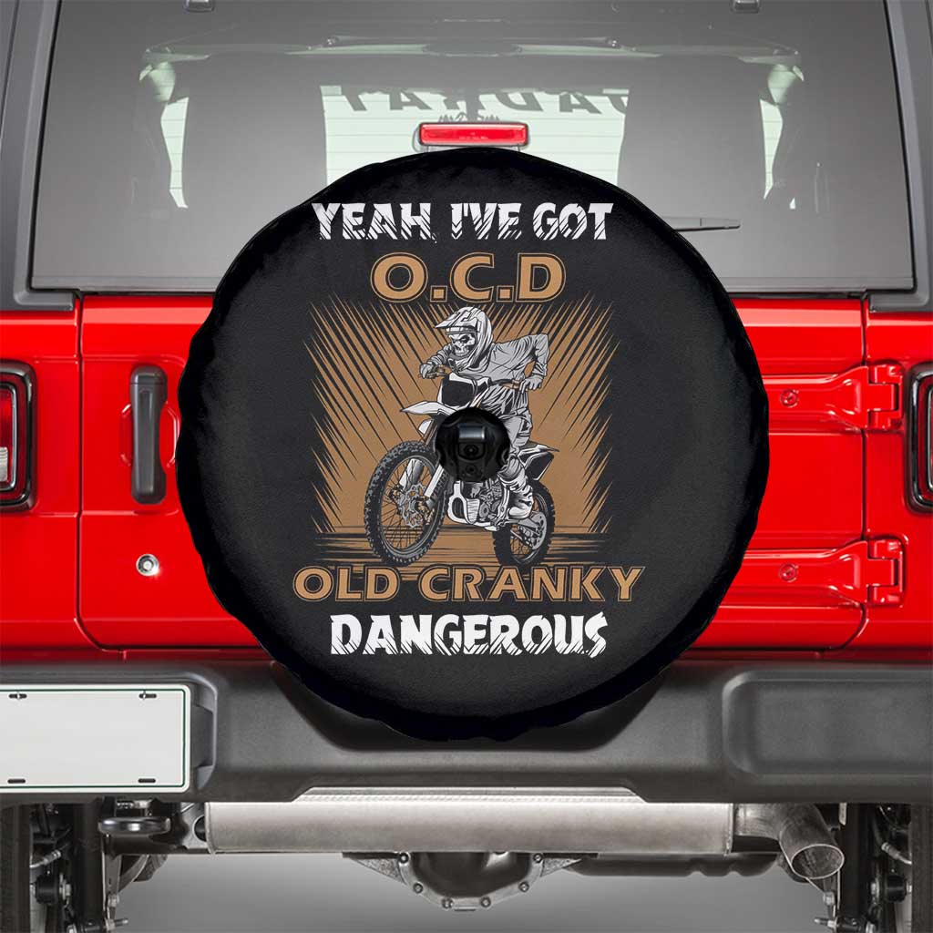 Biker Skeleton Spare Tire Cover I've Got OCD Old Cranky Dangerous Dirt Bike Motorcross TS02 Black Print Your Wear