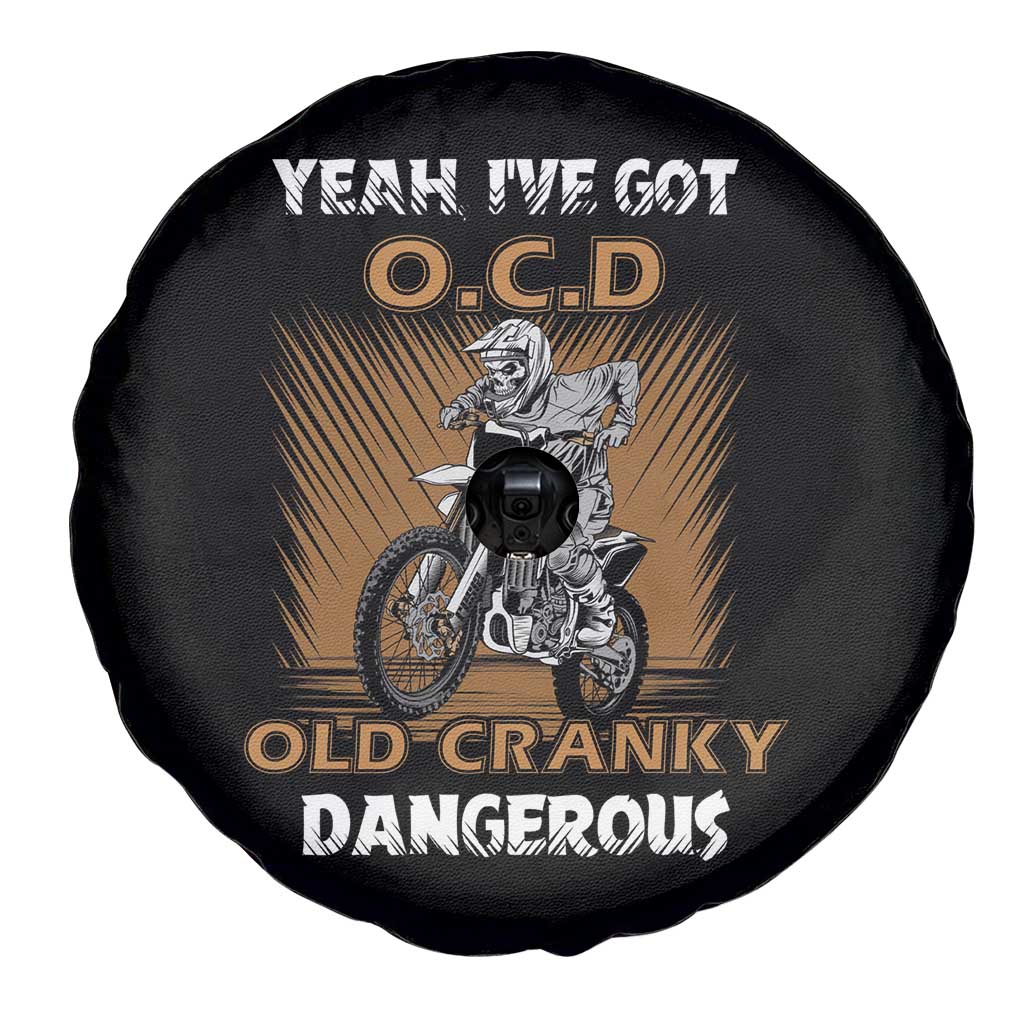 Biker Skeleton Spare Tire Cover I've Got OCD Old Cranky Dangerous Dirt Bike Motorcross TS02 Print Your Wear