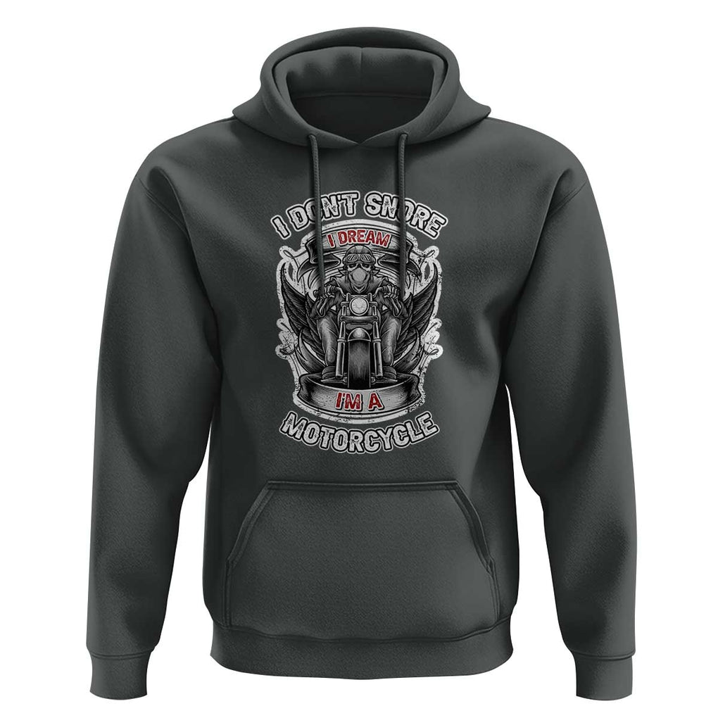 Funny Rider Hoodie I Don't Snore I Dream I'm A Motorcycle Enthusiast TS02 Dark Heather Print Your Wear
