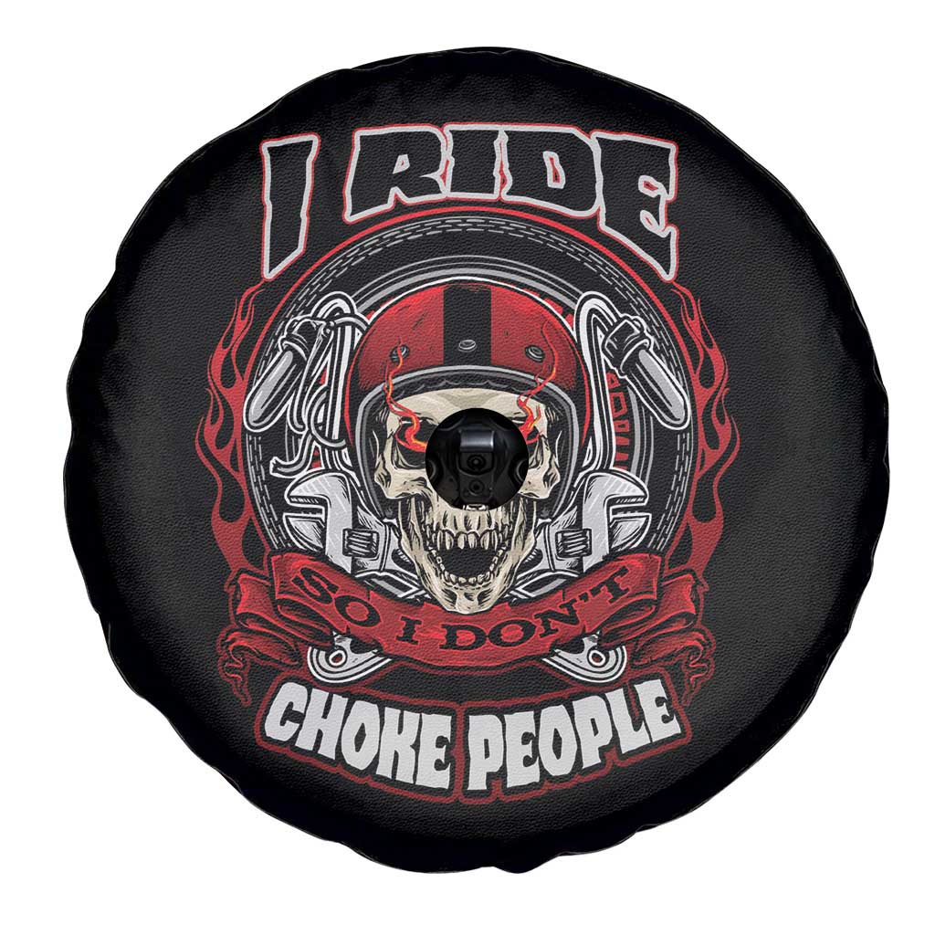 Biker Skull Spare Tire Cover Motorcycle Biker I Ride So I Don't Choke Funny Life Behind Bars TS02 Print Your Wear