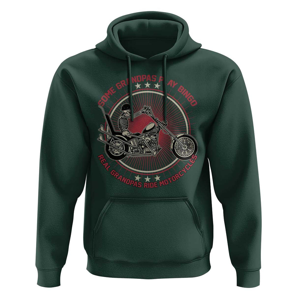 Motorcycle Grandpa Hoodie Some Grandpas Play Bingo Real Grandpas Ride Motorcycles Grumpy Old Man Biker TS02 Dark Forest Green Print Your Wear