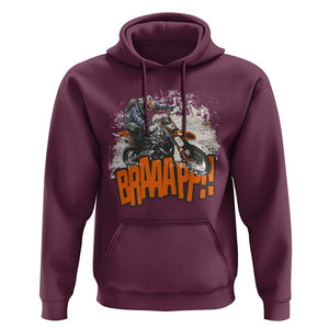 Dirt Bike Hoodie Braaap Cool Motorcycle Rider Enthusiast Biker Motorcross TS02 Maroon Print Your Wear