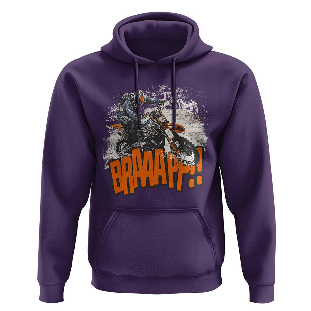 Dirt Bike Hoodie Braaap Cool Motorcycle Rider Enthusiast Biker Motorcross TS02 Purple Print Your Wear