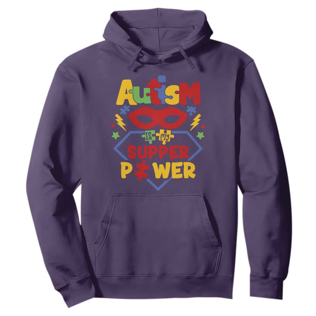 Autism Acceptance Hoodie Autism Is My Superpower Autistic Hero TS02 Purple Printyourwear