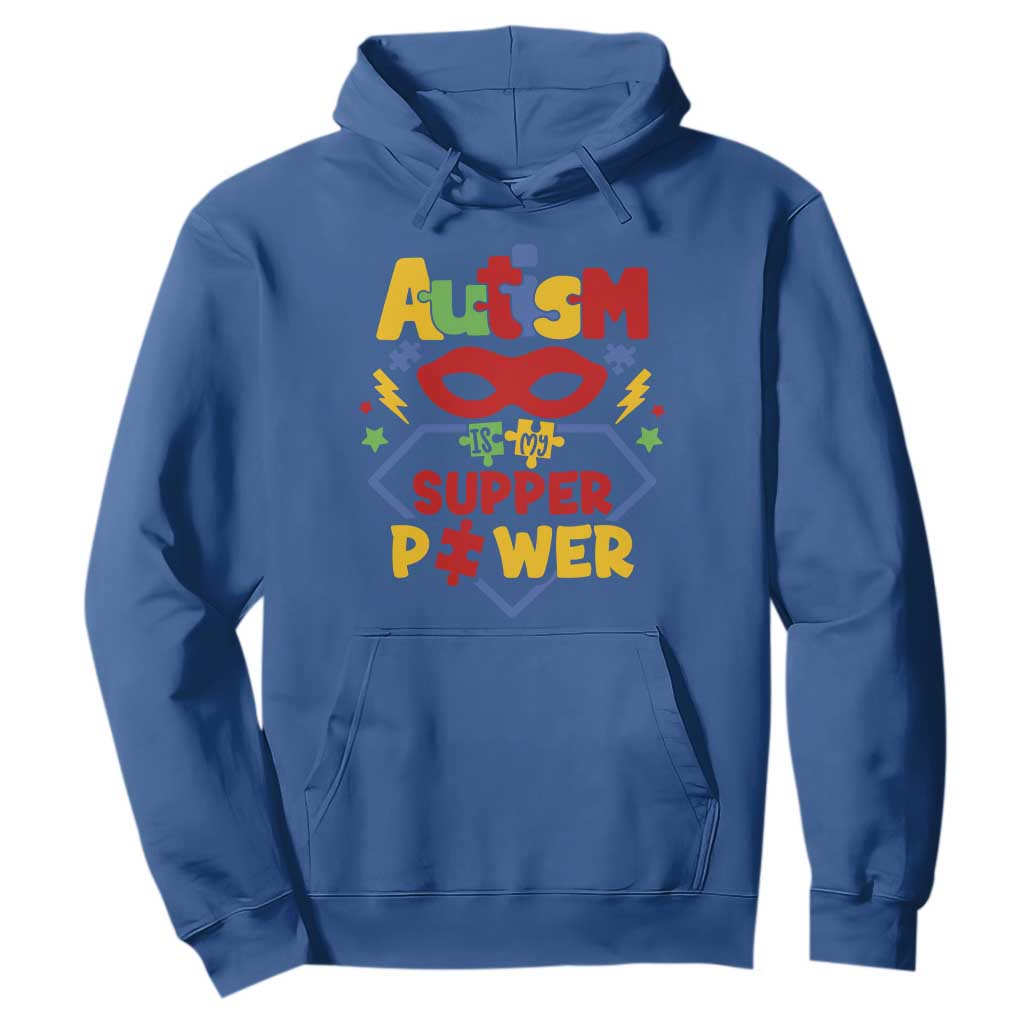 Autism Acceptance Hoodie Autism Is My Superpower Autistic Hero TS02 Royal Blue Printyourwear