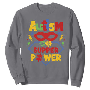 Autism Acceptance Sweatshirt Autism Is My Superpower Autistic Hero TS02 Charcoal Printyourwear