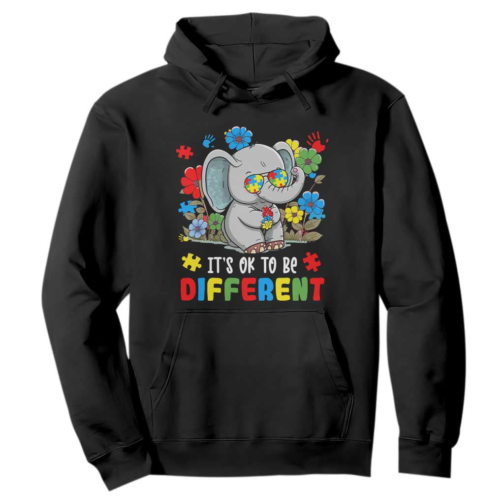 Autism Awareness Elephant Hoodie It's Ok To Be Different Proud Autistic Acceptance TS02 Black Printyourwear
