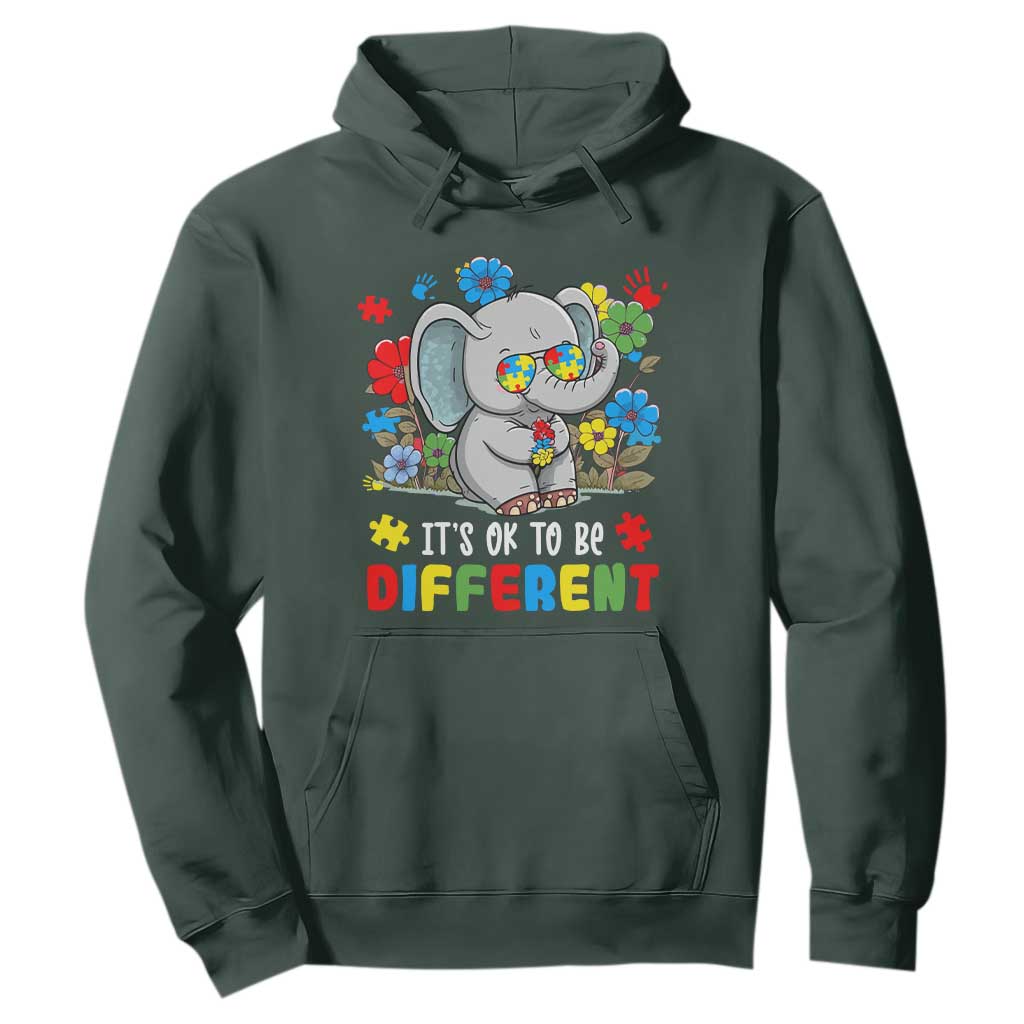 Autism Awareness Elephant Hoodie It's Ok To Be Different Proud Autistic Acceptance TS02 Dark Forest Green Printyourwear