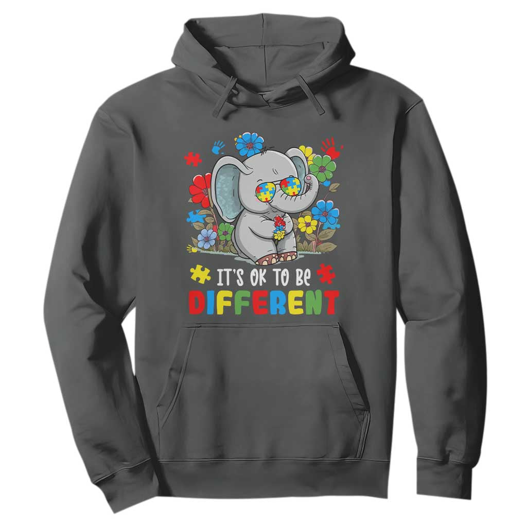 Autism Awareness Elephant Hoodie It's Ok To Be Different Proud Autistic Acceptance TS02 Dark Heather Printyourwear