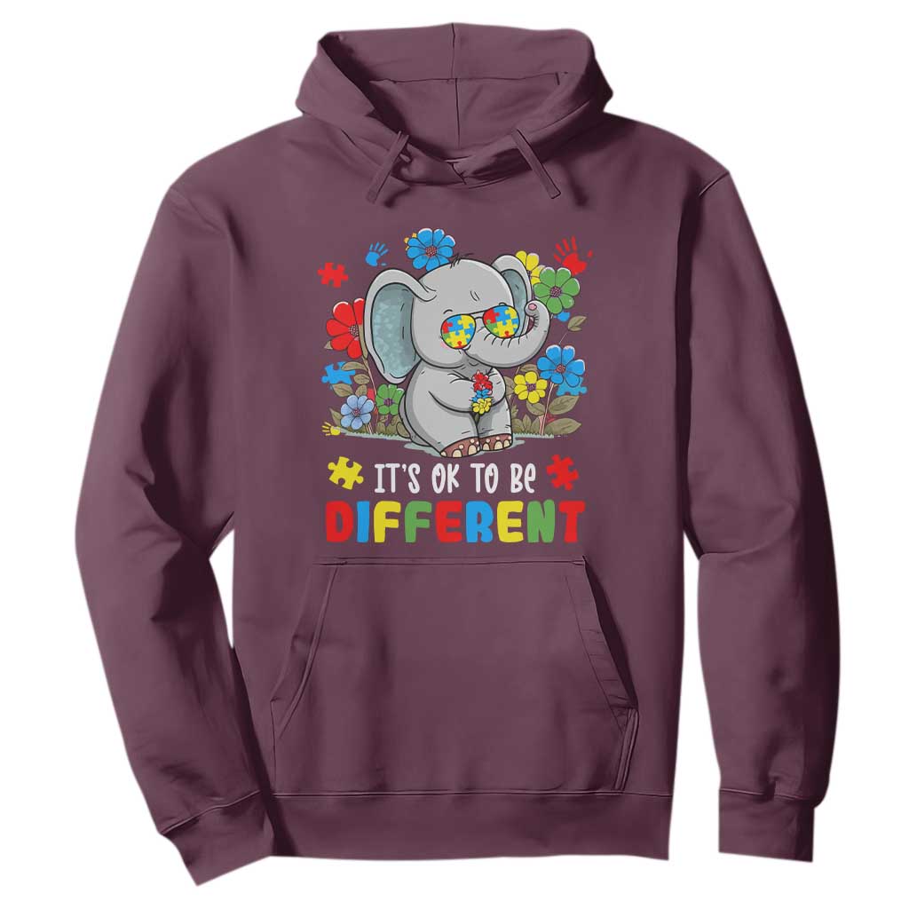Autism Awareness Elephant Hoodie It's Ok To Be Different Proud Autistic Acceptance TS02 Maroon Printyourwear