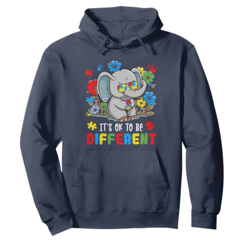 Autism Awareness Elephant Hoodie It's Ok To Be Different Proud Autistic Acceptance TS02 Navy Printyourwear