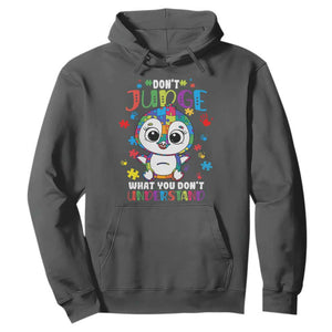 Autism Awarenss Penguin Hoodie Don't Judge What You Don't Understand TS02 Dark Heather Printyourwear