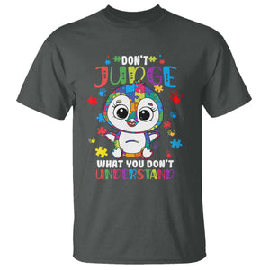 Autism Awarenss Penguin T Shirt Don't Judge What You Don't Understand TS02 Dark Heather Printyourwear