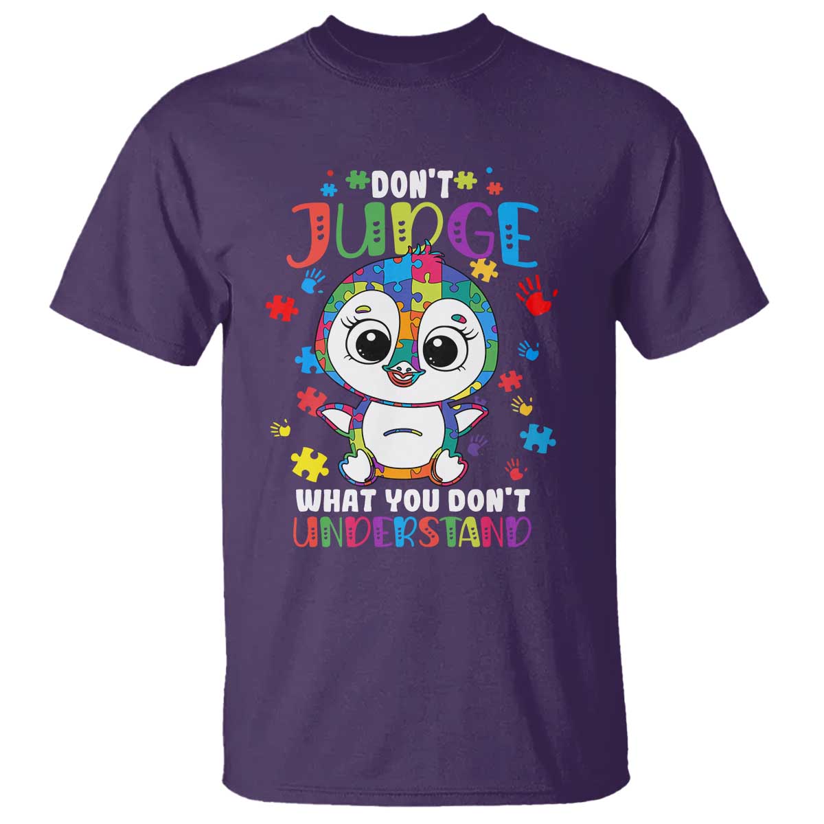Autism Awarenss Penguin T Shirt Don't Judge What You Don't Understand TS02 Purple Printyourwear