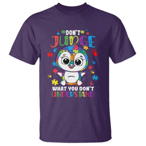 Autism Awarenss Penguin T Shirt Don't Judge What You Don't Understand TS02 Purple Printyourwear
