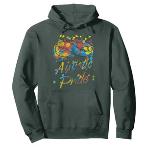 Autism Acceptance Hoodie Autistic Pride Support Rainbow Infinity Symbol TS02 Dark Forest Green Printyourwear