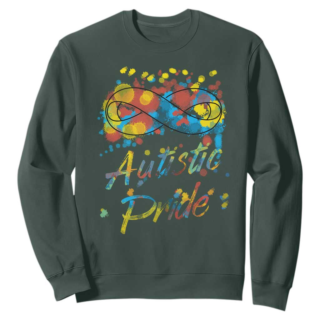 Autism Acceptance Sweatshirt Autistic Pride Support Rainbow Infinity Symbol TS02 Dark Forest Green Printyourwear