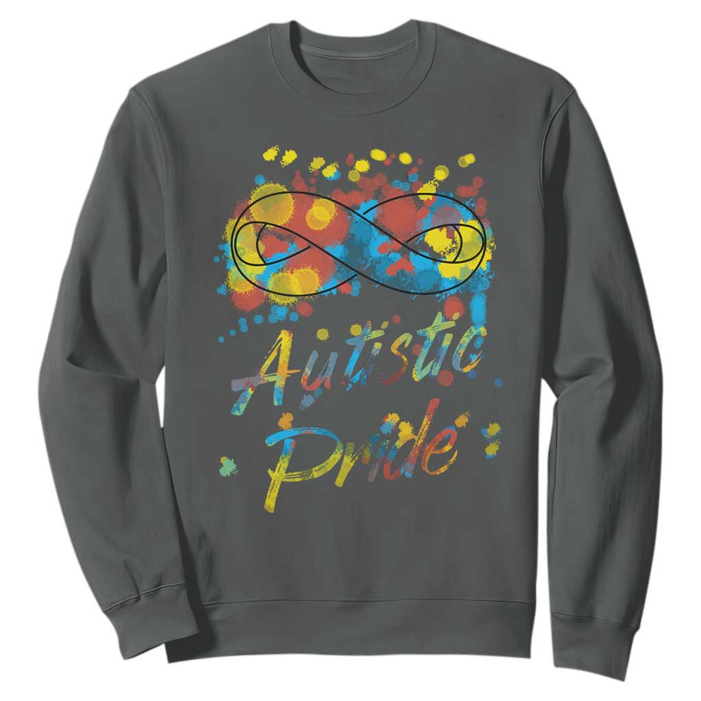 Autism Acceptance Sweatshirt Autistic Pride Support Rainbow Infinity Symbol TS02 Dark Heather Printyourwear