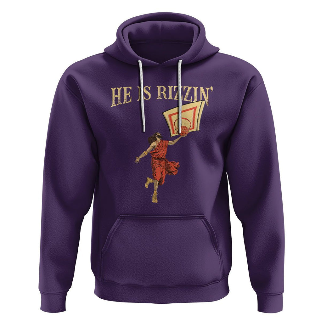 Jesus Basketball Hoodie He Is Rizzin' TS02 Purple Printyourwear