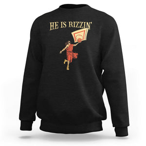 Jesus Basketball Sweatshirt He Is Rizzin' TS02 Black Printyourwear