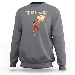 Jesus Basketball Sweatshirt He Is Rizzin' TS02 Charcoal Printyourwear
