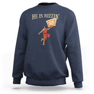 Jesus Basketball Sweatshirt He Is Rizzin' TS02 Navy Printyourwear