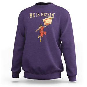 Jesus Basketball Sweatshirt He Is Rizzin' TS02 Purple Printyourwear