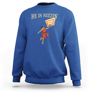 Jesus Basketball Sweatshirt He Is Rizzin' TS02 Royal Blue Printyourwear