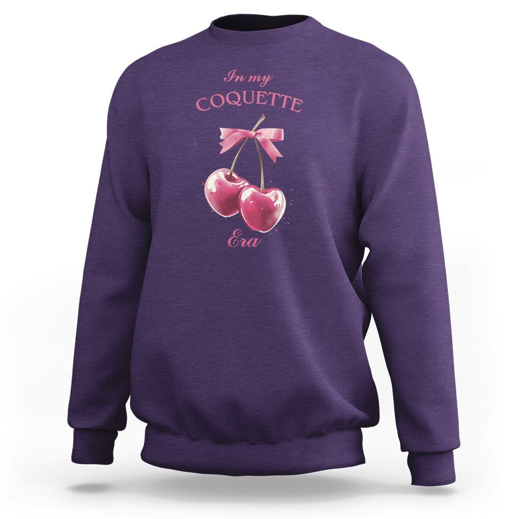 In My Coquette Era Sweatshirt Pink Bow Cherry TS02 Purple Printyourwear
