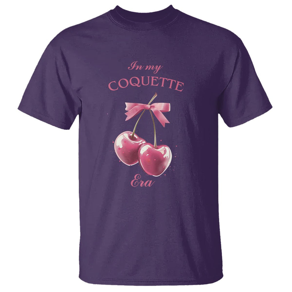 In My Coquette Era T Shirt Pink Bow Cherry TS02 Purple Printyourwear