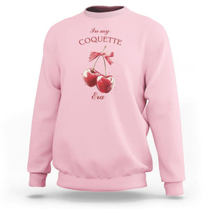 In My Coquette Era Sweatshirt Red Bow Cherry TS02 Light Pink Printyourwear