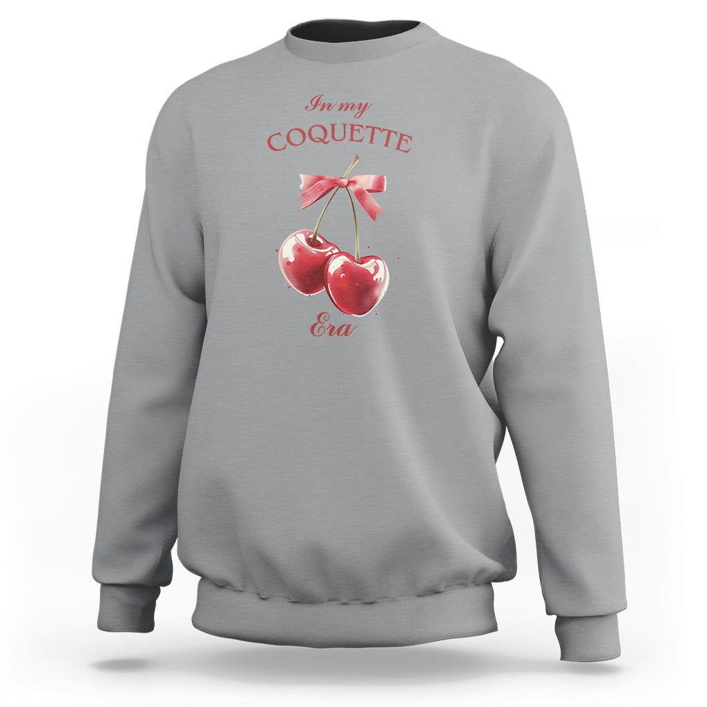 In My Coquette Era Sweatshirt Red Bow Cherry TS02 Sport Gray Printyourwear