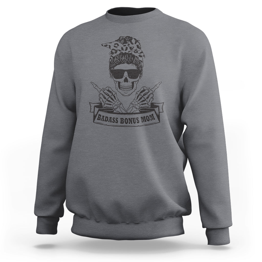 Funny Stepmom Sweatshirt Badass Bonus Mom TS02 Charcoal Printyourwear